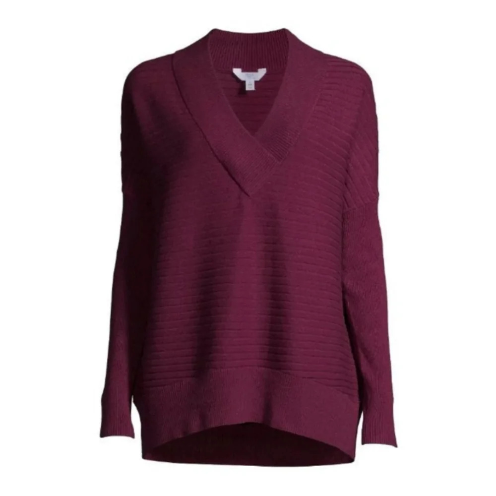 V-Neck Pullover Sweater Magenta/Purple L